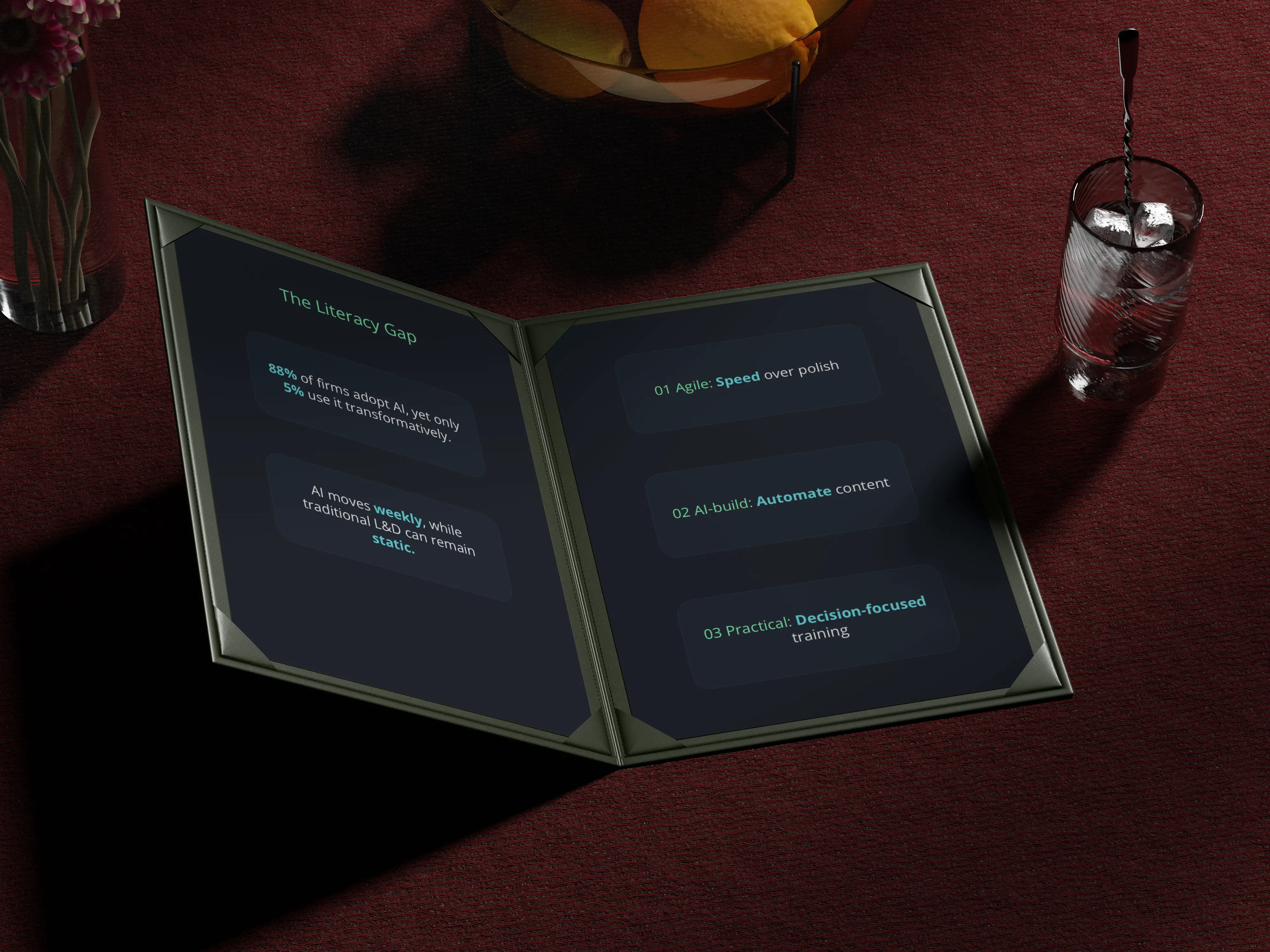 AI literacy menu showing key topics for learning artificial intelligence and digital skills education
